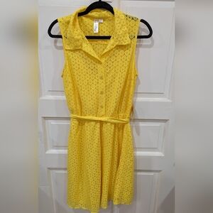 Yellow Lace Sleeveless Dress